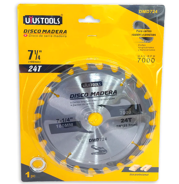 DISCO DE CORTE MADERA 7.1/4" X 24T DMD724 UYUSTOOLS