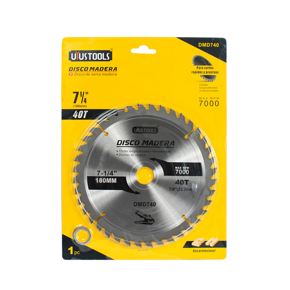 DISCO DE CORTE MADERA 7.1/4" X 40T DMD740 UYUSTOOLS