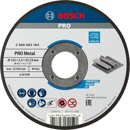 Disco corte inox 4.1/2 x 1/8 x 7/8 2608603164 BOSCH
