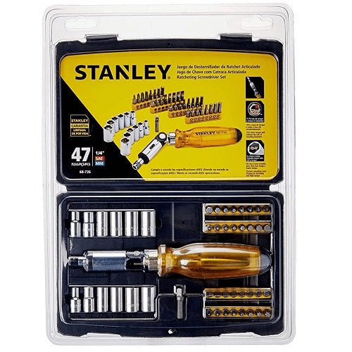 Jgo Destornillador ratchet puntas 47pz 68-736 STANLEY