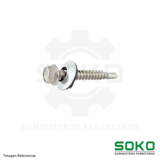 TORNILLO AUTOPERFORANTE CABEZA HEXAGONAL #14 X 1.1/2 INOX 304