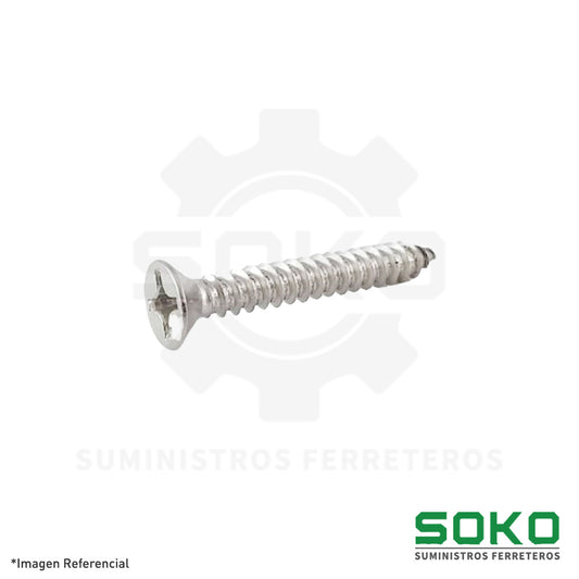 TORNILLO AUTORROSCANTE CABEZA FLAT #8 X 3/4 INOX 304