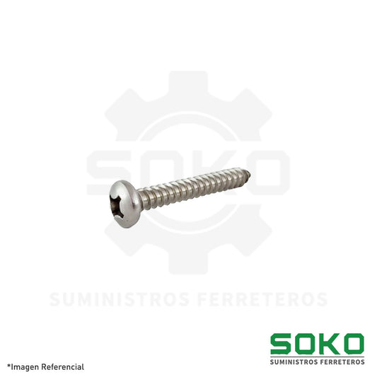 TORNILLO AUTORROSCANTE CABEZA PAN #4 X 1 INOX 304