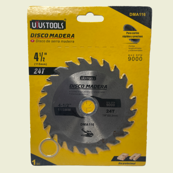 DISCO DE CORTE MADERA 4.1/2" X 24T DMA116 UYUSTOOLS