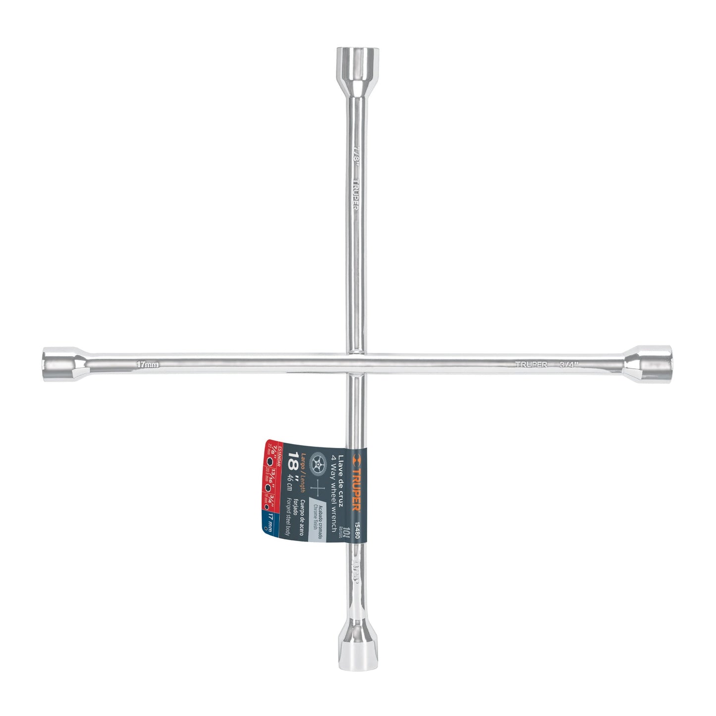 LLAVE DE RUEDA CRUZ 17MM-7/8-3/4-13/16 15480 TRUPER